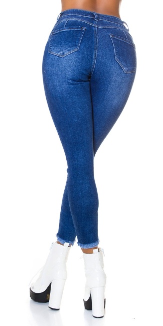 gebruikte used look push-up hoge taille jeans blauw